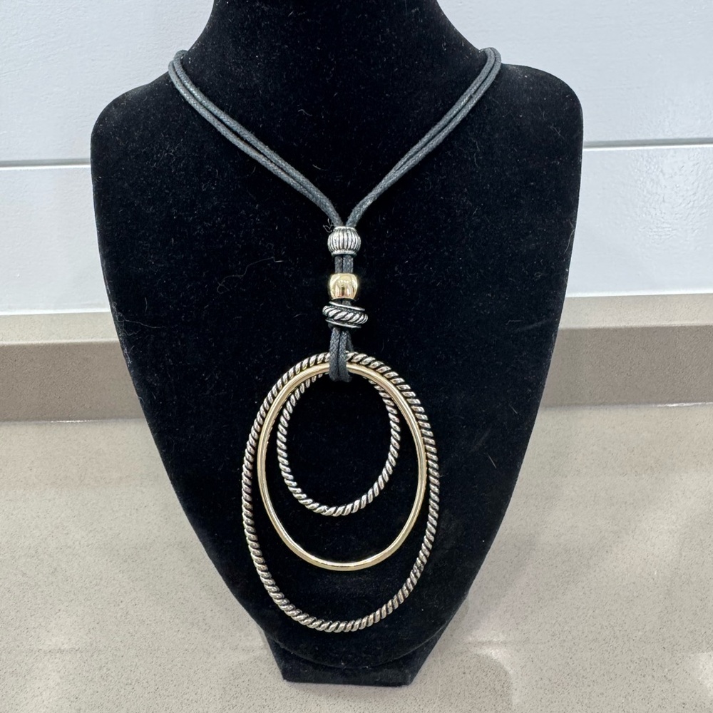 Adjustable Gold and Silver Pendant Necklace